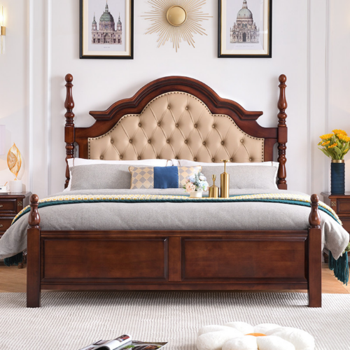 Elegant Turned Post Solid Wood Bed - Bedroom furniture - QONKA HOME