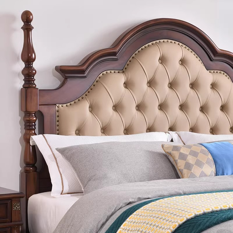 Elegant Turned Post Solid Wood Bed