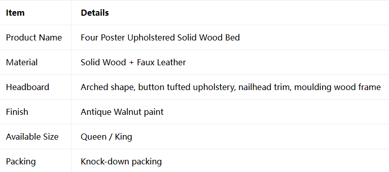 Elegant Turned Post Solid Wood Bed