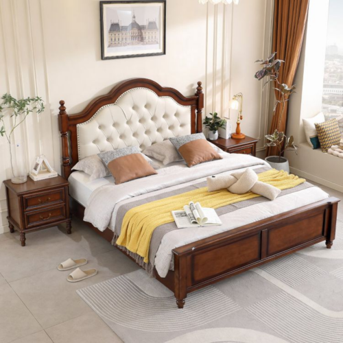Arched Tufted Upholstered Solid Wood Bed - Bedroom furniture - QONKA HOME