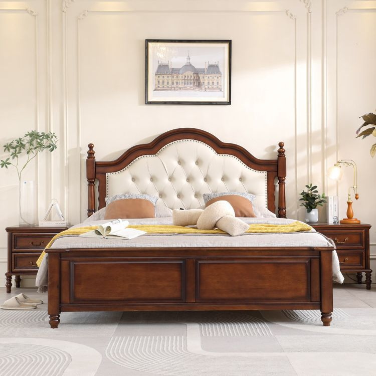 Arched Tufted Upholstered Solid Wood Bed