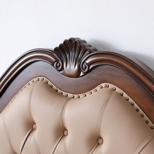 Carved Arched Tufted Solid Wood Bed - Bedroom furniture - QONKA HOME