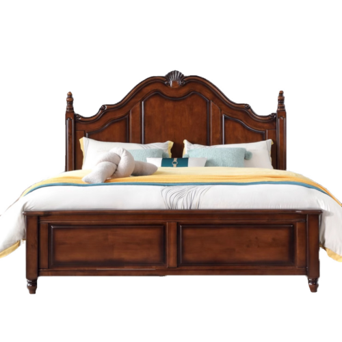Vintage Roman Column Solid Wood Bed - Bedroom furniture - QONKA HOME