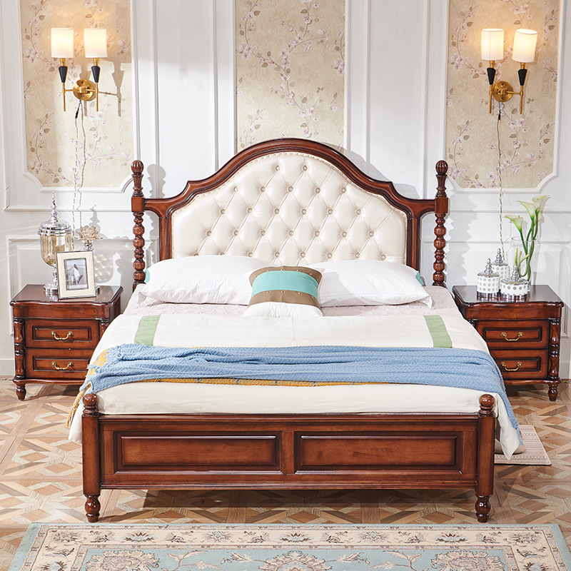 Arched Tufted Solid Wood Poster Bed