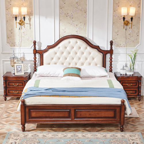 Arched Tufted Solid Wood Poster Bed - Bedroom furniture - QONKA HOME
