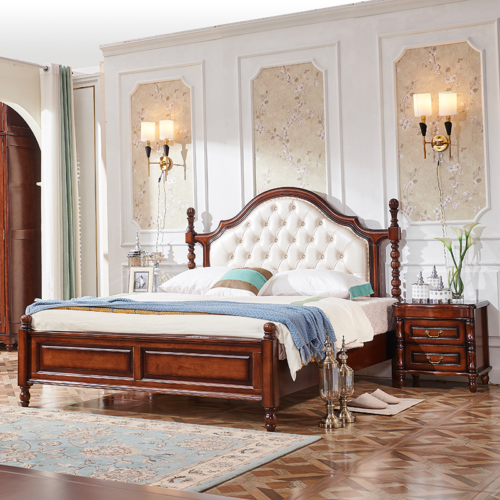 Arched Tufted Solid Wood Poster Bed - Bedroom furniture - QONKA HOME