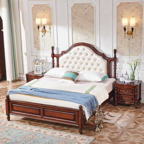 Arched Tufted Solid Wood Poster Bed - Bedroom furniture - QONKA HOME