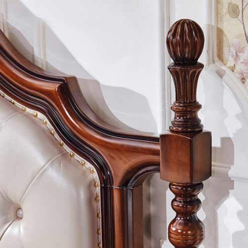 Arched Tufted Solid Wood Poster Bed - Bedroom furniture - QONKA HOME
