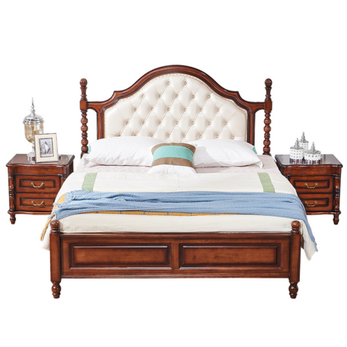 Arched Tufted Solid Wood Poster Bed - Bedroom furniture - QONKA HOME
