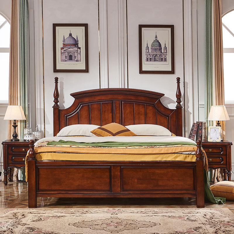 Curved Vertical Panel Solid Wood Poster Bed