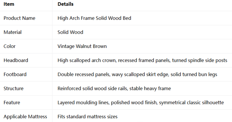 High Arch Frame Solid Wood Bed