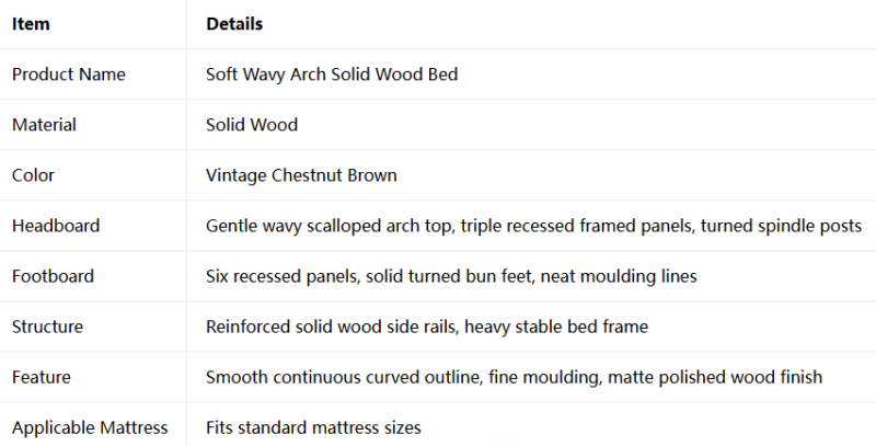 Soft Wavy Arch Solid Wood Bed