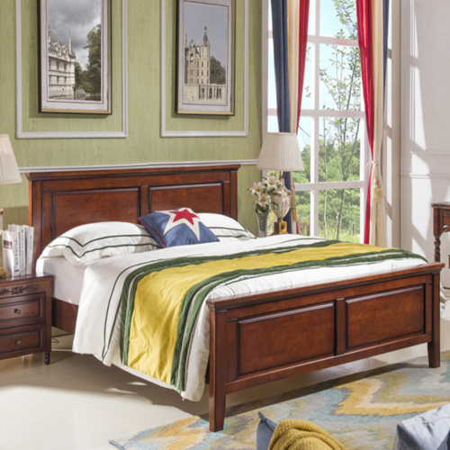 Straight Flat Panel Solid Wood Bed - Bedroom furniture - QONKA HOME