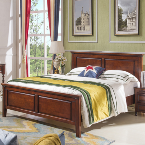 Straight Flat Panel Solid Wood Bed - Bedroom furniture - QONKA HOME