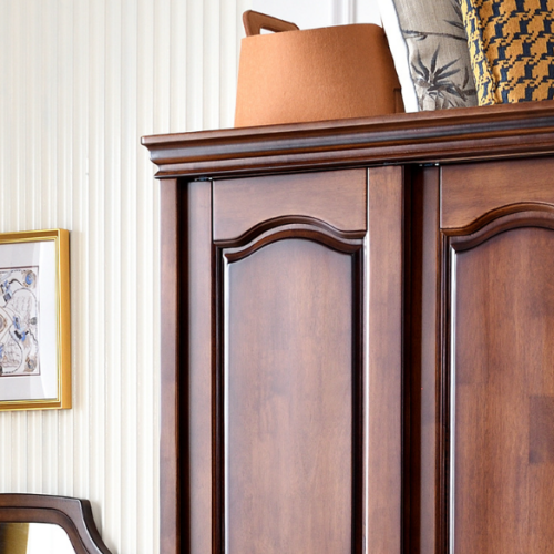 3 Door Curved Panel Solid Wood Wardrobe - Bedroom furniture - QONKA HOME