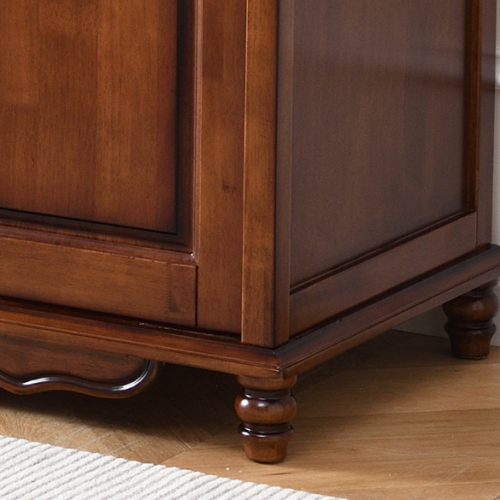 3 Door Curved Panel Solid Wood Wardrobe - Bedroom furniture - QONKA HOME