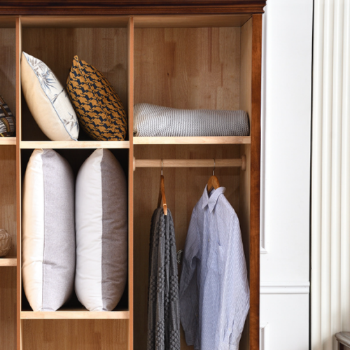 3 Door Curved Panel Solid Wood Wardrobe - Bedroom furniture - QONKA HOME