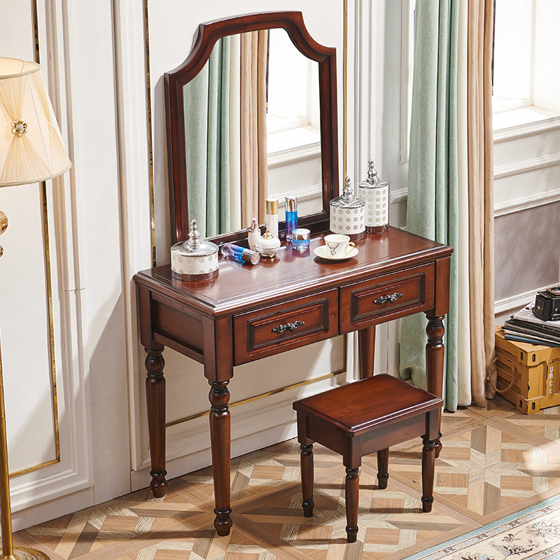 Dressing Table Set with Mirror & Stool - Bedroom furniture - QONKA HOME