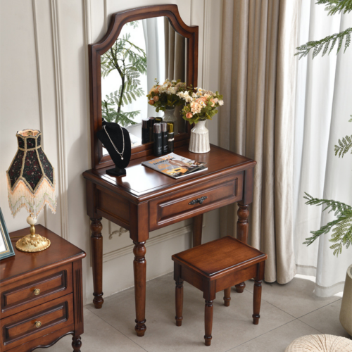 Dressing Table Set with Mirror & Stool - Bedroom furniture - QONKA HOME