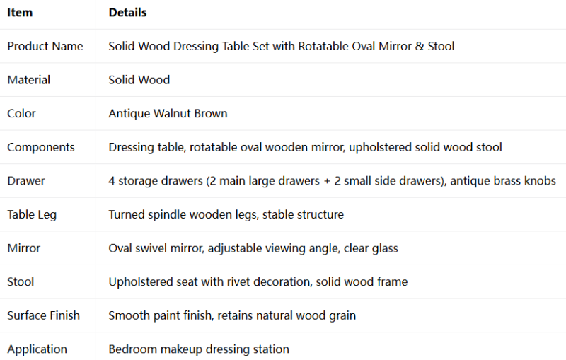 Solid Wood Dressing Table
