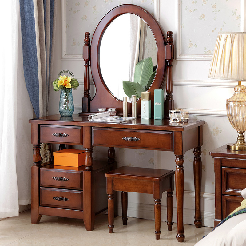 Vintage Solid Wood Makeup Vanity Table - Bedroom furniture - QONKA HOME