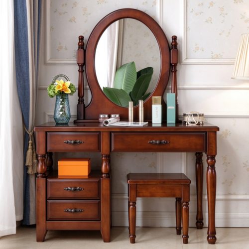 Vintage Solid Wood Makeup Vanity Table - Bedroom furniture - QONKA HOME
