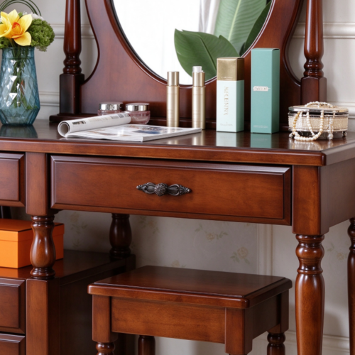 Vintage Solid Wood Makeup Vanity Table - Bedroom furniture - QONKA HOME
