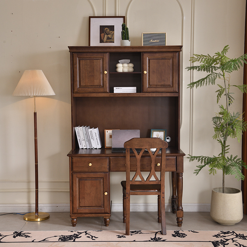 Solid Wood Writing Desk with Hutch