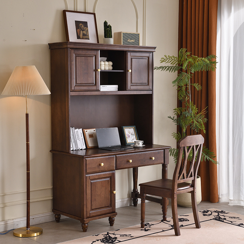 Solid Wood Writing Desk with Hutch