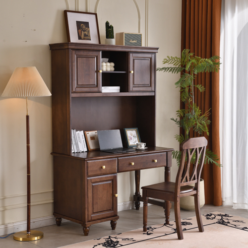 Solid Wood Writing Desk with Hutch - Office furniture - QONKA HOME