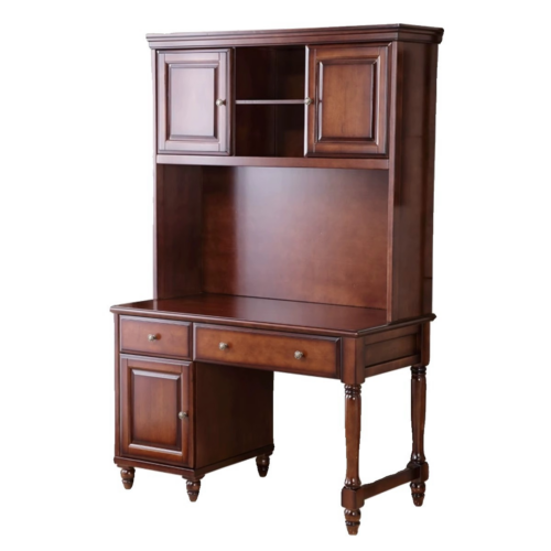 Solid Wood Writing Desk with Hutch - Office furniture - QONKA HOME