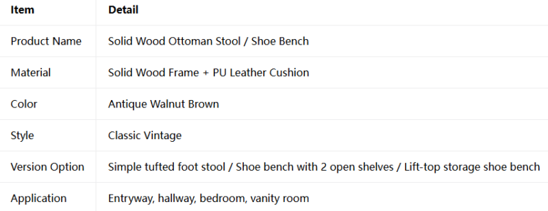 Classic Solid Wood Shoe Bench