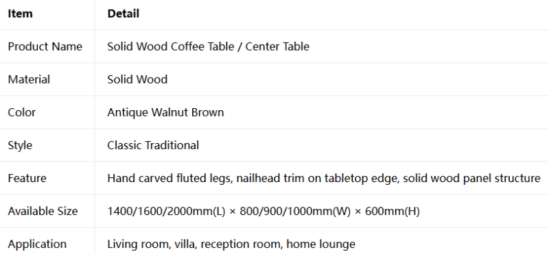 Solid Wood Coffee Table
