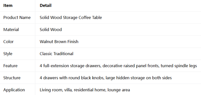 Classic Solid Wood Center Table