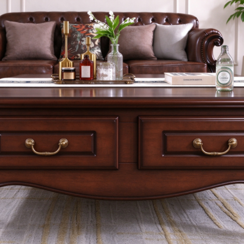 Square Solid Wood Coffee Table - Living room furniture - QONKA HOME