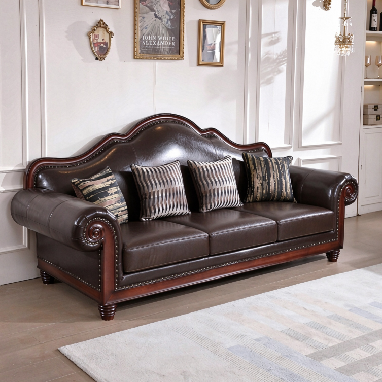 Classic Leather Sofa - Living room furniture - QONKA HOME