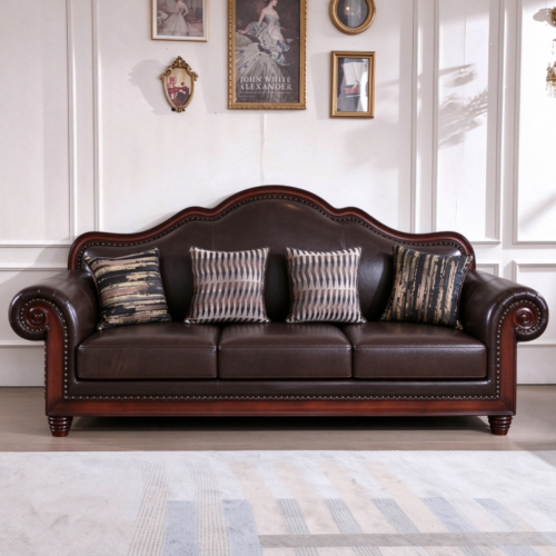 Classic Leather Sofa - Living room furniture - QONKA HOME