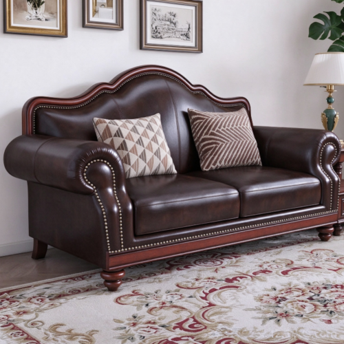 Classic Leather Sofa - Living room furniture - QONKA HOME