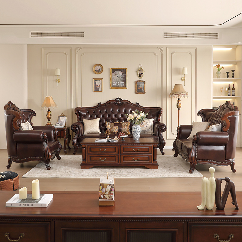 Vintage Genuine Leather Sofa Suite