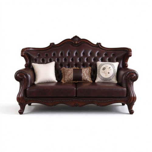Vintage Genuine Leather Sofa Suite - Living room furniture - QONKA HOME
