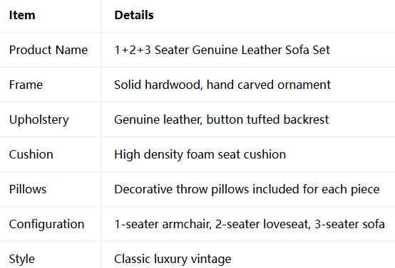 Vintage Genuine Leather Sofa Suite