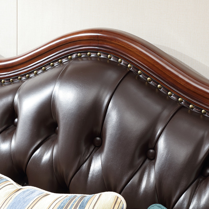 American Mix Leather & Fabric Sofa Set