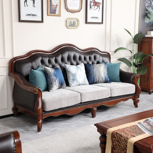 American Mix Leather & Fabric Sofa Set - Living room furniture - QONKA HOME