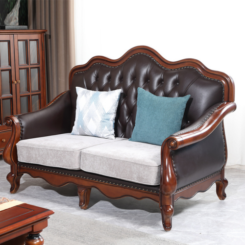 American Mix Leather & Fabric Sofa Set - Living room furniture - QONKA HOME