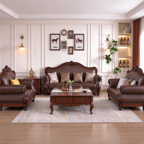 Classic Traditional Leather Sofa - Living room furniture - QONKA HOME