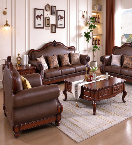 Classic Traditional Leather Sofa