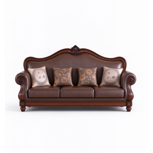 Classic Traditional Leather Sofa - Living room furniture - QONKA HOME