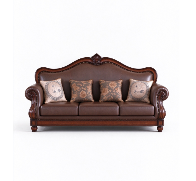 Classic Traditional Leather Sofa