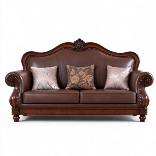 Classic Traditional Leather Sofa - Living room furniture - QONKA HOME