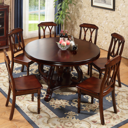 Round Solid Wood Dining Table - Dining table - QONKA HOME